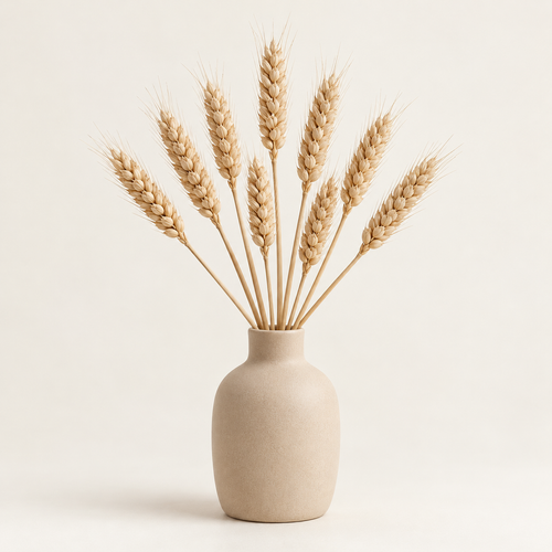 Floravyner Artificial Wheat Stem Arrangement in Beige Vase