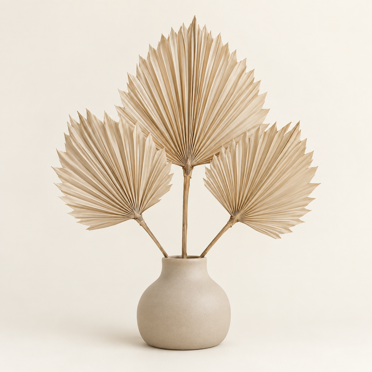 Floravyner Artificial Palm Fan Leaf Arrangement in Beige Vase