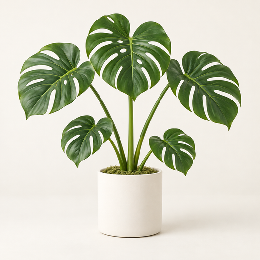 Floravyner Artificial Monstera Arrangement in Off-White Pot