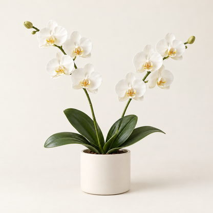 Floravyner White Artificial Orchid Arrangement in Pot