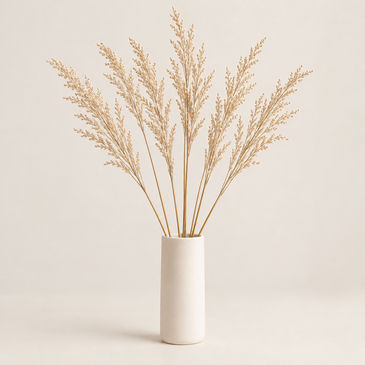 Floravyner Artificial Reed Grass Arrangement in Ivory Vase