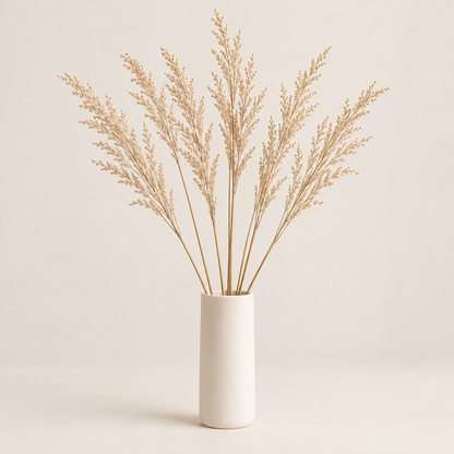 Floravyner Artificial Reed Grass Arrangement in Ivory Vase