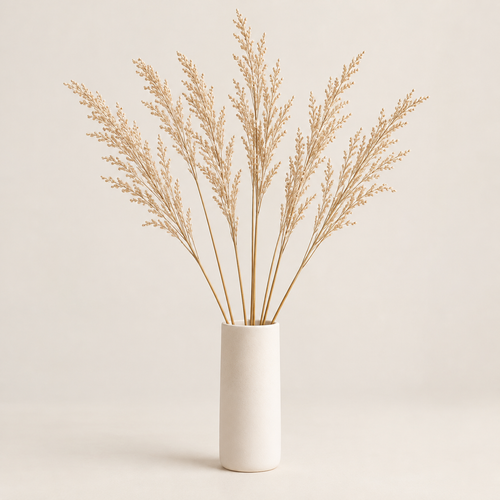 Floravyner Artificial Reed Grass Arrangement in Ivory Vase