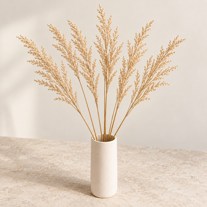 Floravyner Artificial Reed Grass Arrangement in Ivory Vase