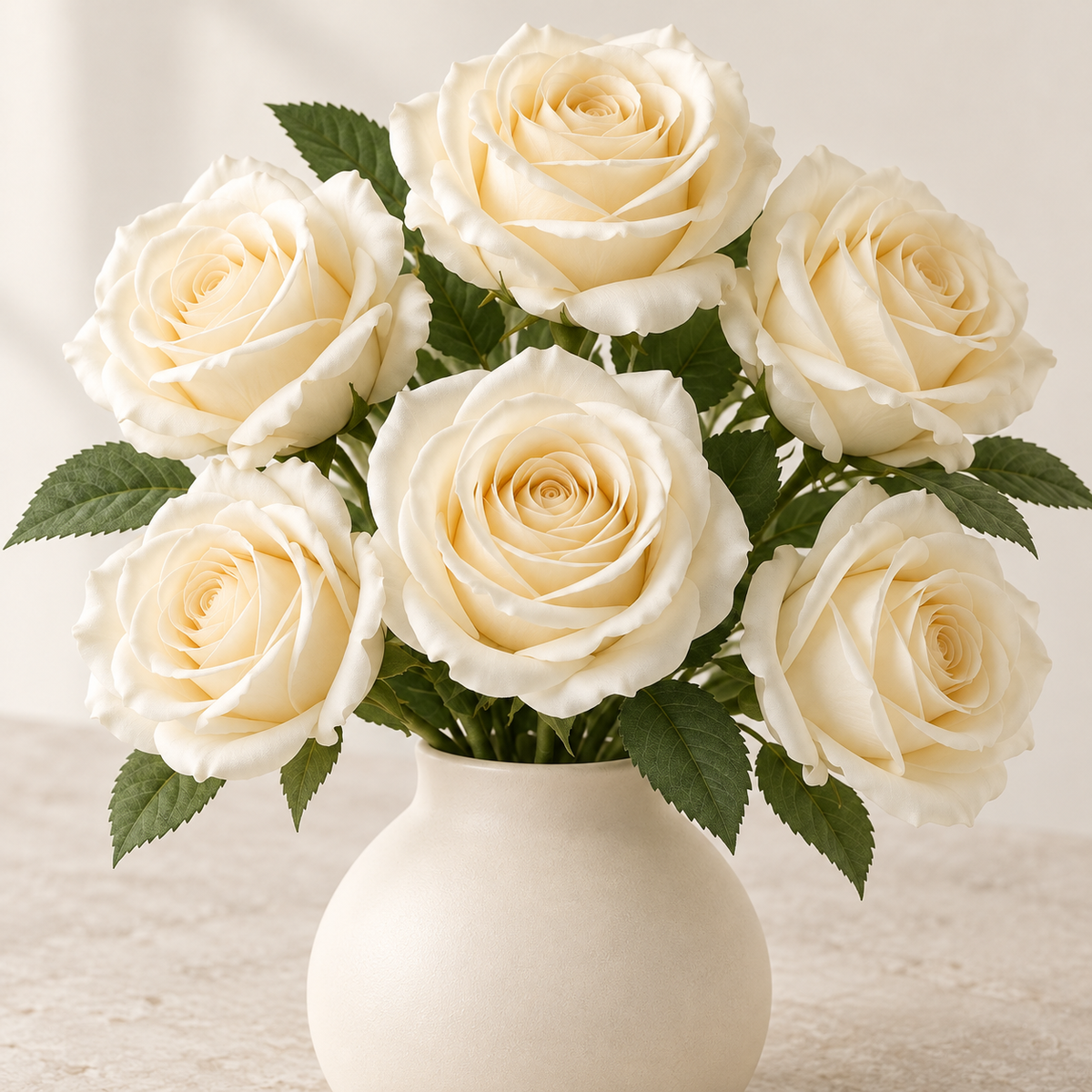 Floravyner Cream Ivory Artificial Rose Arrangement with Vase