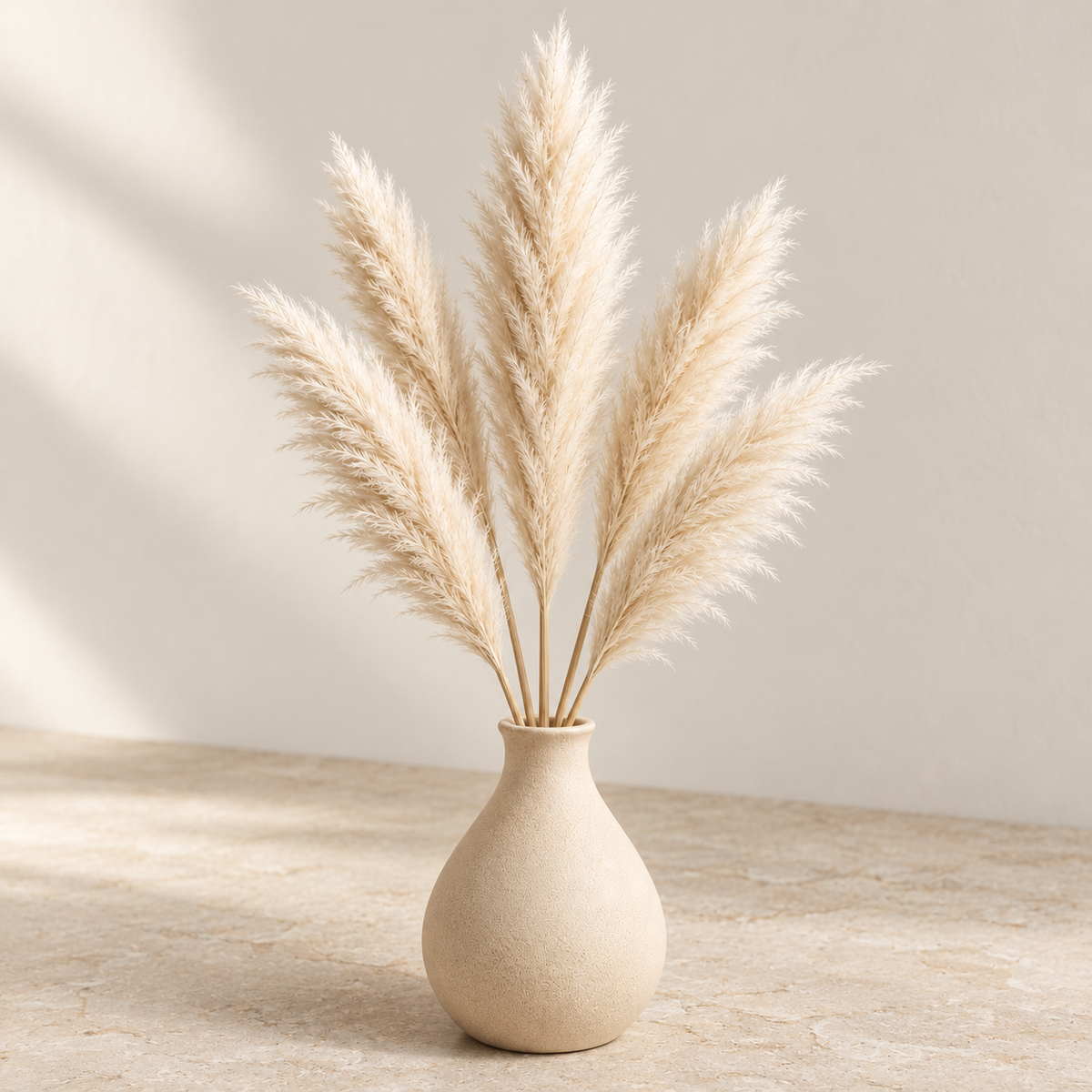 Floravyner Artificial Pampas Grass Arrangement in Beige Vase