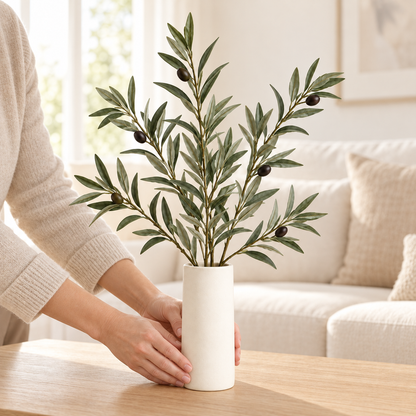 Floravyner Artificial Olive Branch Arrangement with Vase