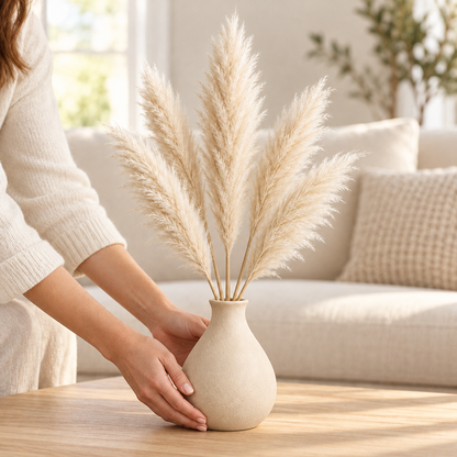 Floravyner Artificial Pampas Grass Arrangement in Beige Vase