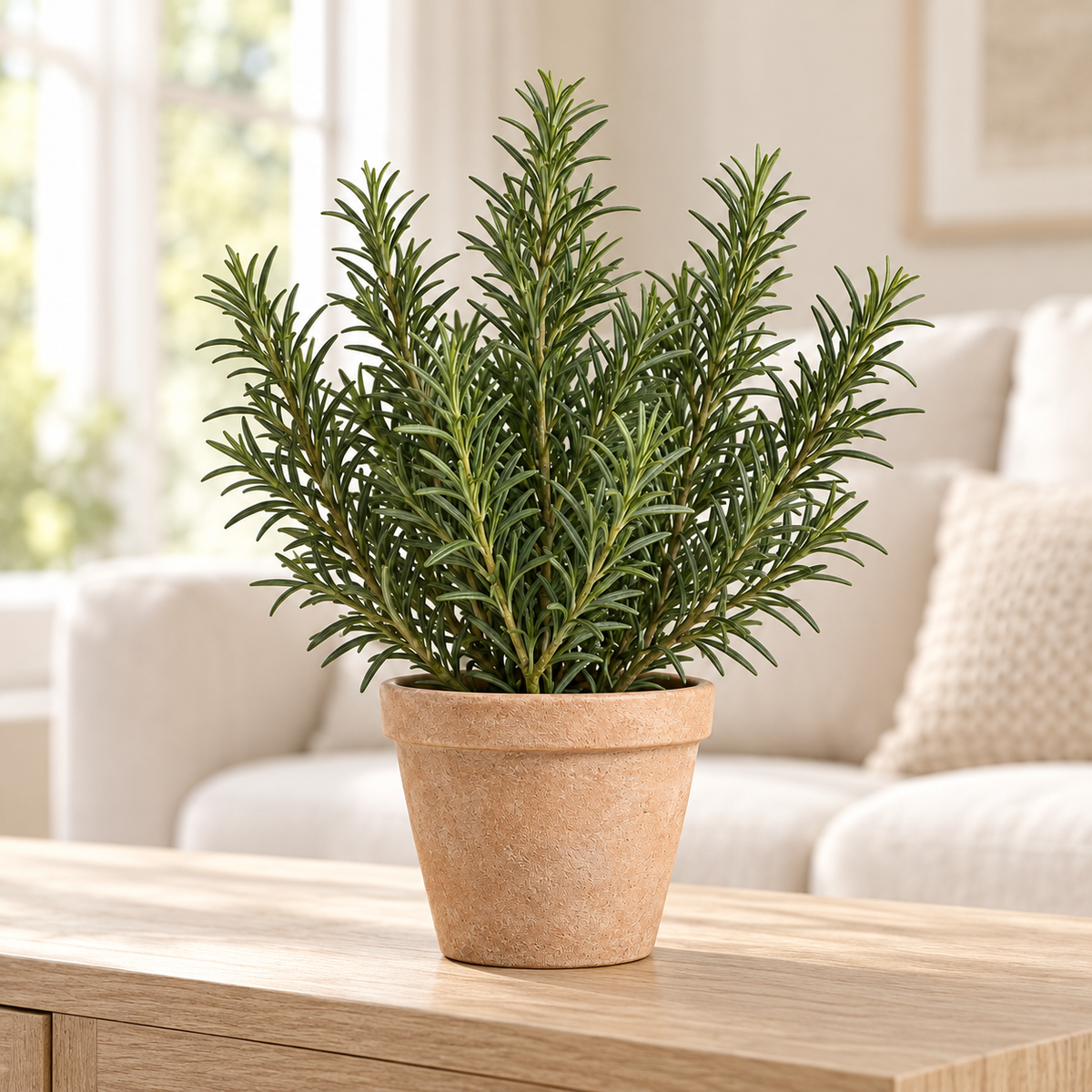 Floravyner Artificial Rosemary Arrangement in Terracotta-Coloured Pot