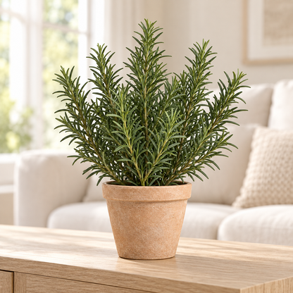 Floravyner Artificial Rosemary Arrangement in Terracotta-Coloured Pot