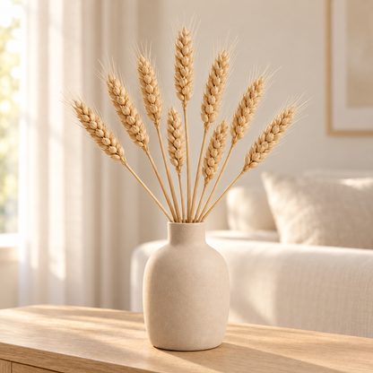 Floravyner Artificial Wheat Stem Arrangement in Beige Vase