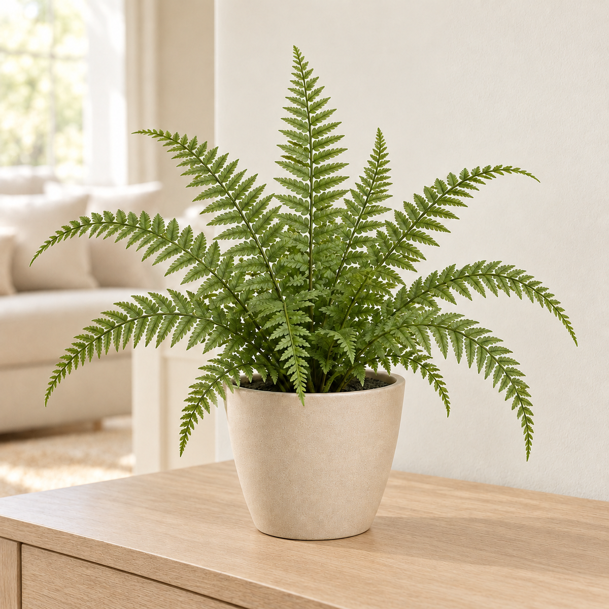 Floravyner Artificial Fern Arrangement in Beige Pot