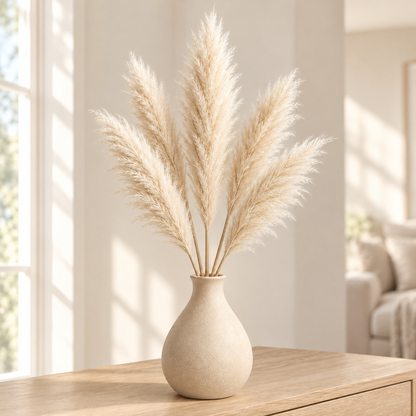 Floravyner Artificial Pampas Grass Arrangement in Beige Vase