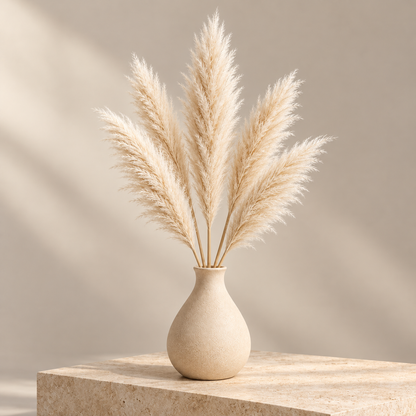 Floravyner Artificial Pampas Grass Arrangement in Beige Vase