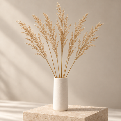 Floravyner Artificial Reed Grass Arrangement in Ivory Vase